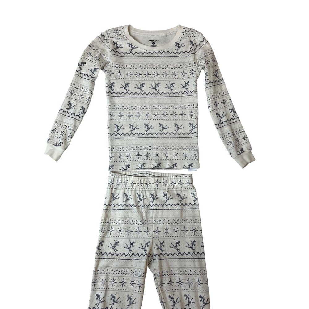 Petit Lem Kids Holiday Pajama Set Winter Reindeer & Snowflake Pattern Sz 6